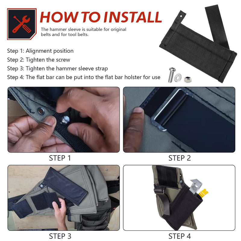 Flat Bar Holster, Multi Tool Holsters Replacement for Diamond Back Utility Multitool Pouches Sleeve, Flat Bar Holster Compatible with Diamondbacks Tool Belt for Carpenters, Roofers, Framers, 1 Pcs
