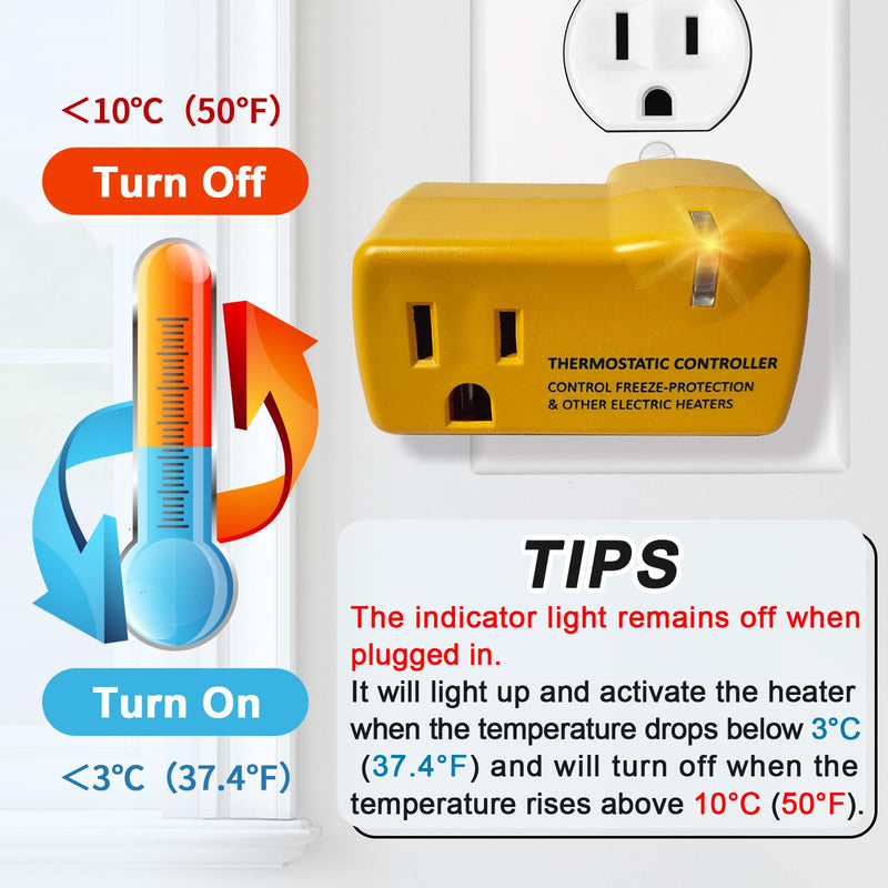 MAXKOSKO Freeze Thermostatically Controlled Outlet，Automatically Turn On Below 38 °F and Off Over 50 °F 1
