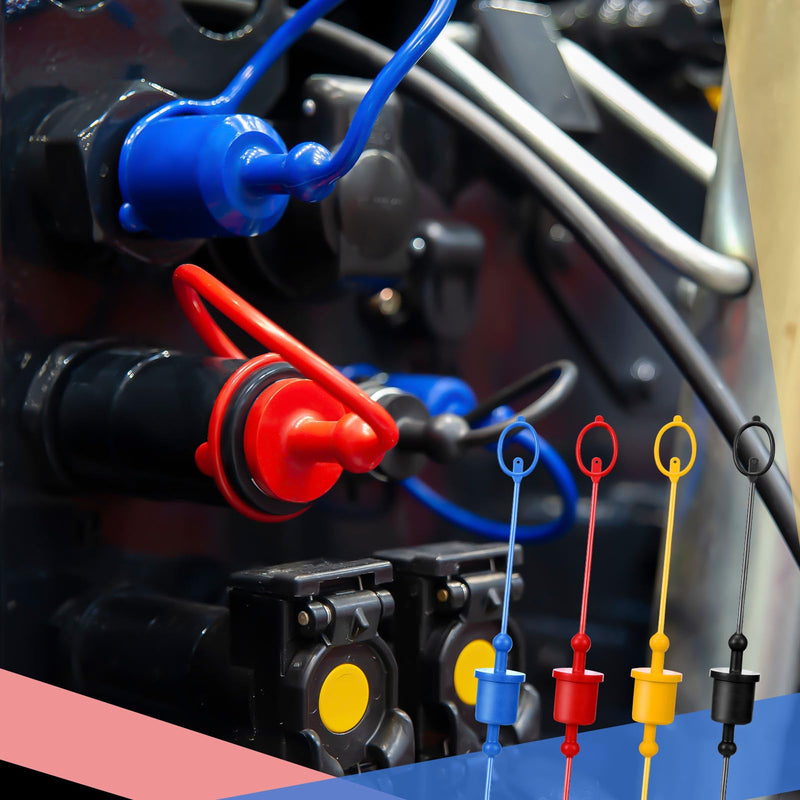 4 Sets Hydraulic Quick Coupler Hose Cover Male Dust Cap and Female Plug Cover Colored Hydraulic Iso a Style Hydraulic Quick Disconnects Port Plug Cover Fittings(1/2) 1/2