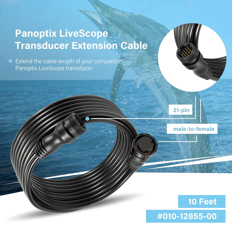 010-12855-00 10-Feet 21-pin Panoptix LiveScope Transducer Extension Cable for Garmin GLS 10 Sonar Module, Panoptix LiveScope™ System, LVS32/ LVS32-TH/LVS34 Transducer, LiveScope XR/XR LVS62