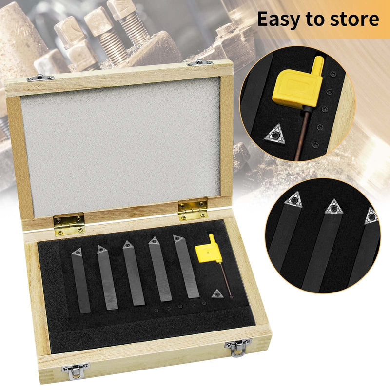 5/16" Indexable Carbide Turning Inserts Holder Set for Machining Lathes, 5 Pcs Set Metal Lathe Tools Inserts Bits with Carbide Inserts TCMT090204. 5/16"