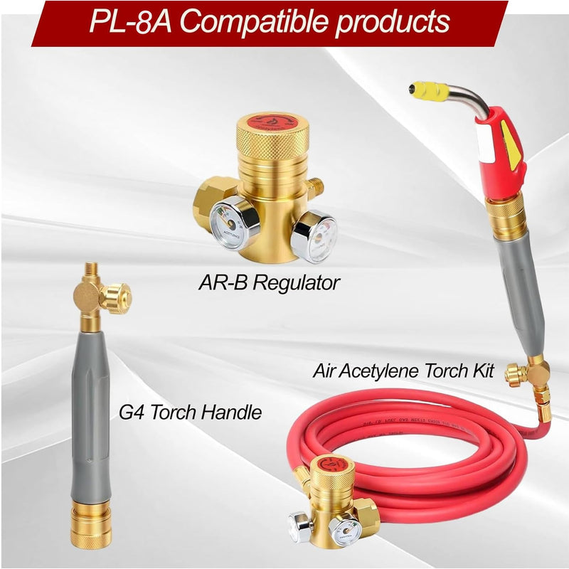 0386-0819 PL-8A Self Lighting turbo Torch Tips for Welding/Brazing, 5/16" Air Acetylene Tip Swirl for Victor, Soft solder 1-1/2" Silver braze 1-2", Air Acetylene tip for Torch Kit ‎PL-8A