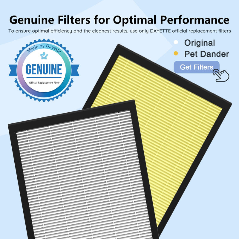 DAYETTE H14 Replacement Filter Compatible AP309/409 Air Purifiers, 4-in-1 H14 Grade True HEPA High-Efficiency Activated Carbon for Pet Dander Odor, 2 Pack Ap309 Ap409 Pet Dander Filter-2 Pack