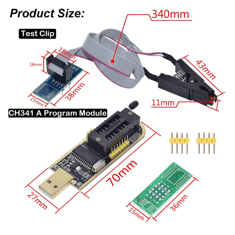 CH341A 24 25 Series EEPROM Flash BIOS USB Programmer Module +SOIC8 SOP8 Test Clip for EEPROM 93CXX/25CXX /24CXX