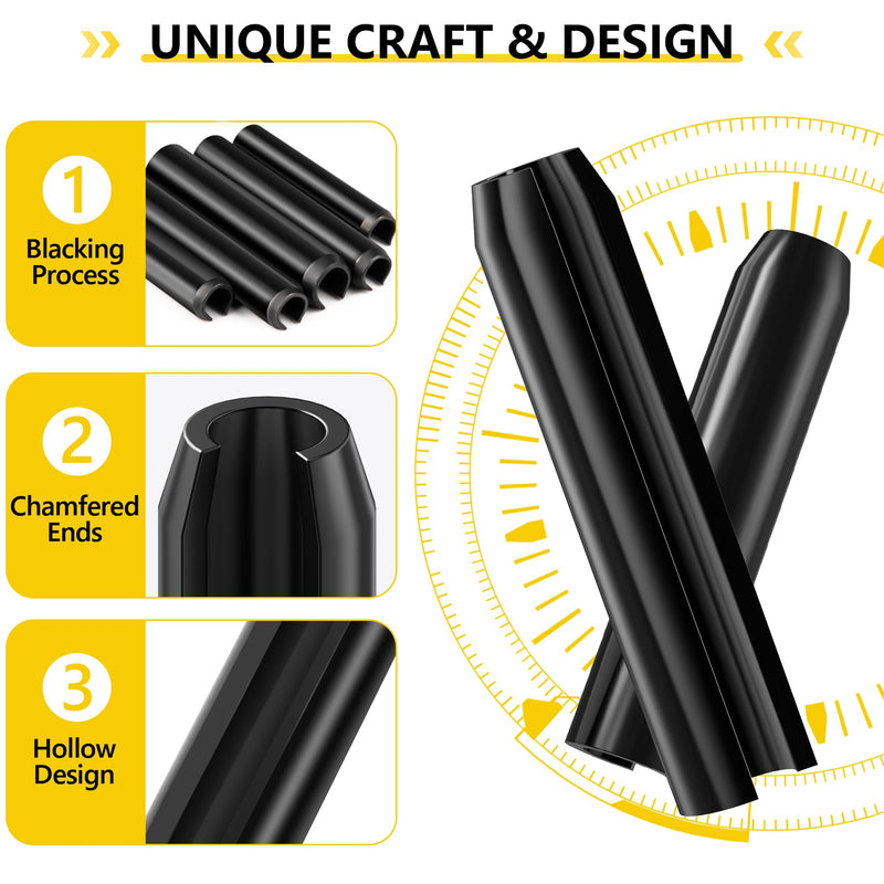 274pcs Roll Pins Assortment, 65Mn Steel Split Expansion Pins - 1/4, 5/16, 11/80, 5/32, 1/5, 1/16, 2/25, 1/10, 1/8, Black Roll Pins for Home Improvement Automotive Repair 274Pcs SAE Roll Pins