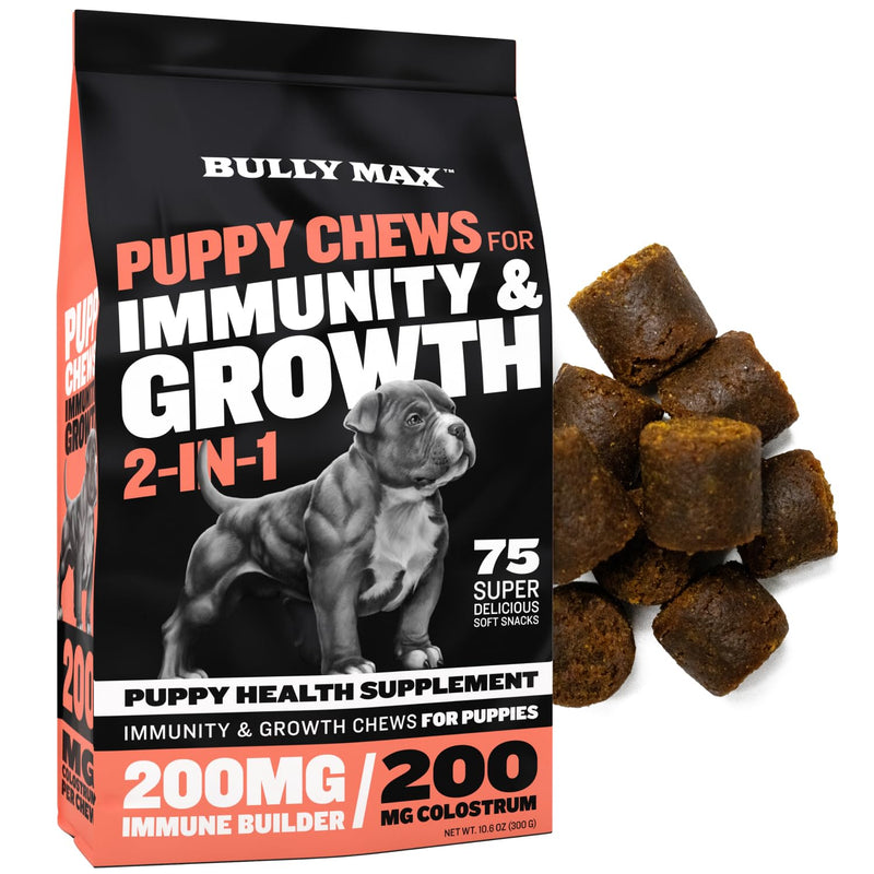 Bully Max Vitality Dog Chews and Puppy Soft Chews Bundle for Total Support with Daily Vitamins for Puppies and Adult Dogs – Including Immune, Joint, Skin, Coat, Digestion, and Development Support