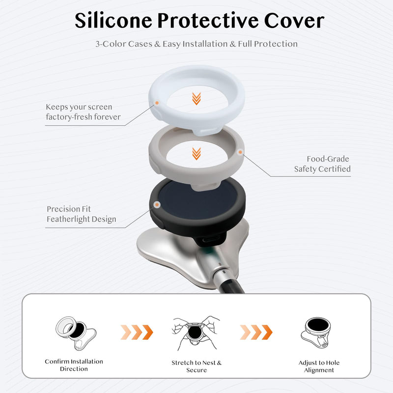 All-in-One Protection Kit for EKO CORE 500 Digital Stethoscope, 3 EPU Flexible Film, 3 Silicone Protective Cover, 6 Rubber Ear Tips, Round Protection for Daily Use, Compatible with EKO Stethoscope