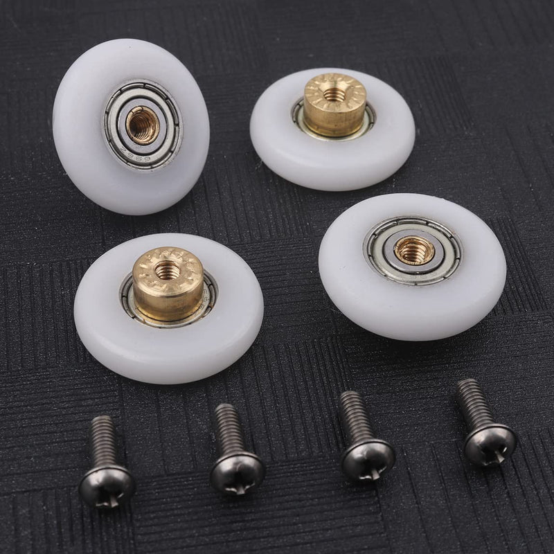 Atoplee 4 pcs Shower Door Rollers Runners Wheels - Replacement Part Bathroom Glass Door Runner Sliding Shower Door Roller Wheel (Roller Diameter 27mm) Roller Diameter 27mm