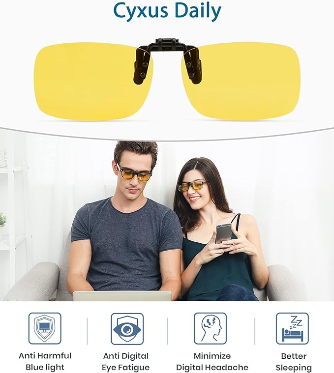 Cyxus Blue Light Cut Eyewear Clip Type, Reduces Fatigue, Protects Eyesight, Reduces Eye Strain, Cell Phone Computer Glasses, Lightweight, Unisex - NewNest Australia