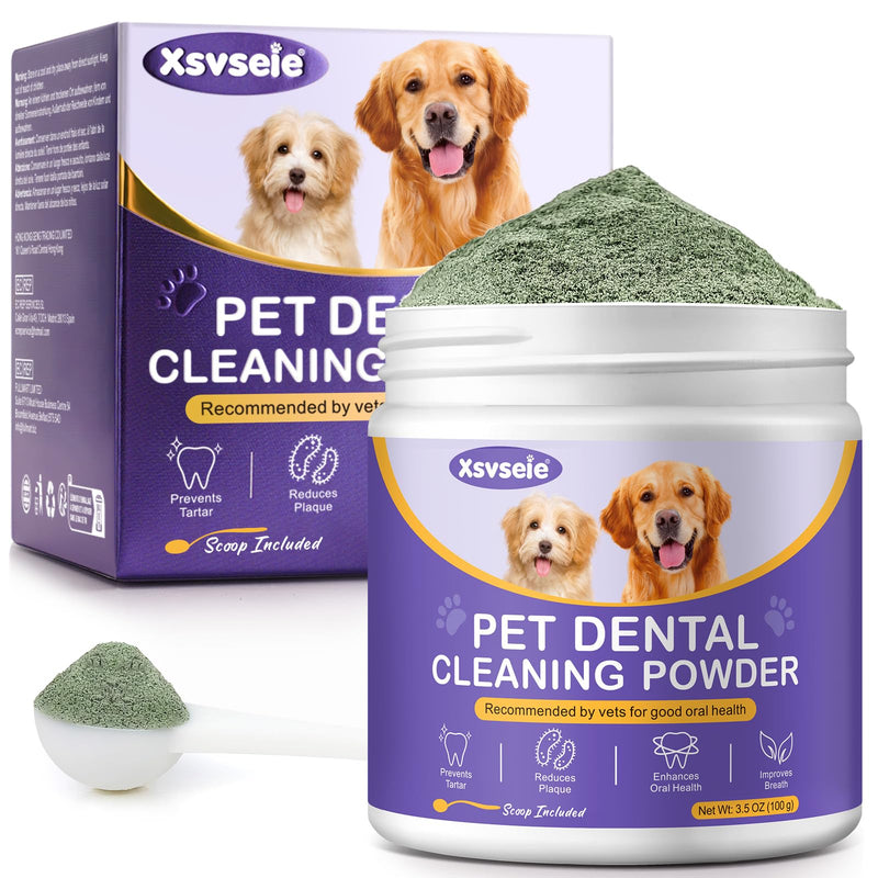 Dog Dental Powder,Dog Teeth Cleaning Powder,Plaque Off Powder Dog,Remove Food Residue and Tartar,Eliminate Oral Odor,Dog Breath Freshener-100G