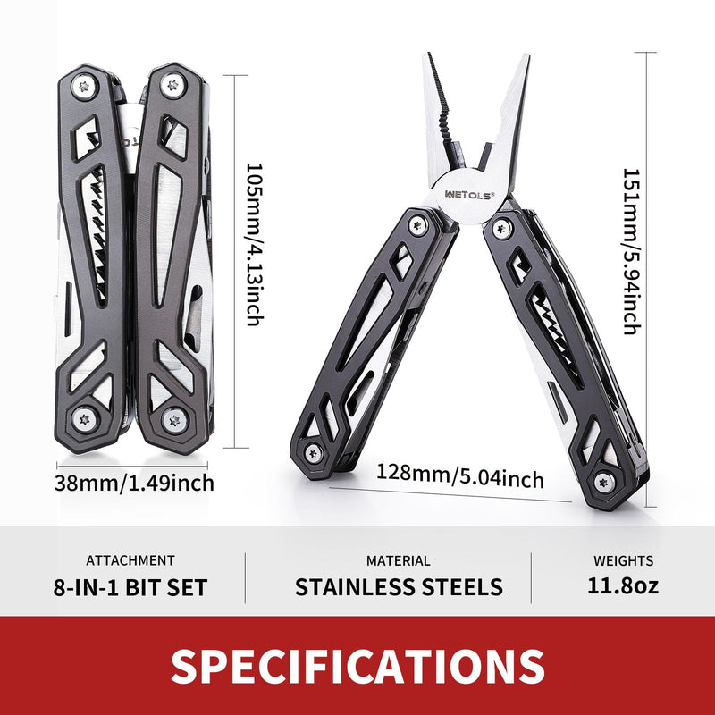 WETOLS Multitool Valentines Day Gifts for Him Boyfriend Husband, 21-in-1 Pliers Mens Gifts Birthday Gifts for Men Dad Grandpa, Self-locking Multi Tool EDC Versatile Tool for Outdoors, DIY, Home,Garden ‎titanium Grey