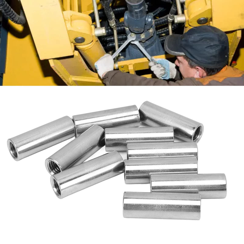 10 Pcs Round Coupling Nut M10 x 1.5 Female Thread 14mm Outer Diameter 40mm Length 304 Stainless Steel Silver Round Rod Coupling Nuts M10 x 1.5 40mm