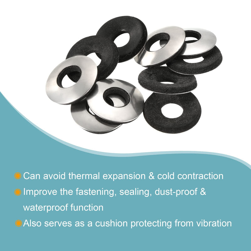 MECCANIXITY Bonded Sealing Washers M8 25x8x3.4mm Carbon Steel Nitrile Rubber Gasket, Pack of 20