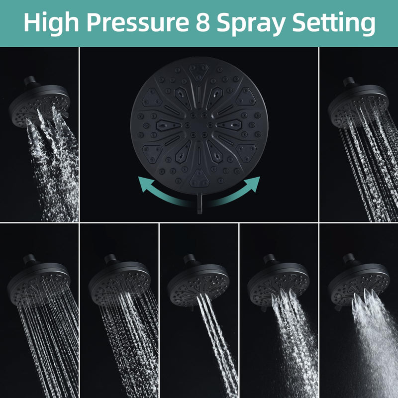 Shower Faucet Trim Kit, Replacement for Moen Posi-Temp Shower Trim Kit, Including 7-Mode High Pressure Shower Head, Matte Black(Valve and Tub Spout not Included)