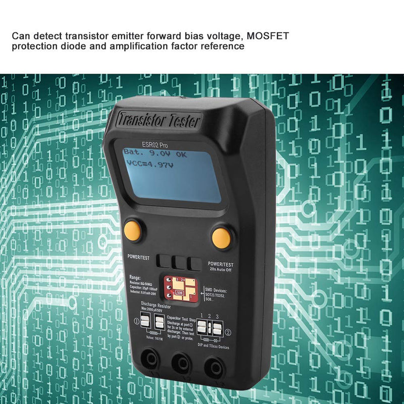 Transistor Tester, ESR02 Pro Digital Transistor Capacitor Tester SMD Chip Component Inductance Meter LCR Meter LCR Tester Electronic Component Tester, Digital Transistor Tester