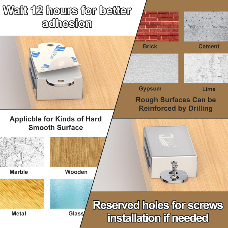 Cabinet Magnetic Catch Jiayi 4 Pack Magnetic Door Catch Self Adhesive Cabinet Door Magnet Latch Stainless Steel Magnetic Cabinet Latch for Kitchen Magnetic Catch Closet for Drawer Silver