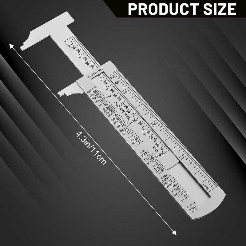 Copkim 2 Pcs Wire Gauge Measuring Tool Metal Thickness Gauges Stainless Steel Wire Measuring Gauge Standard Cable Sheet Thickness Gage with Storage Box