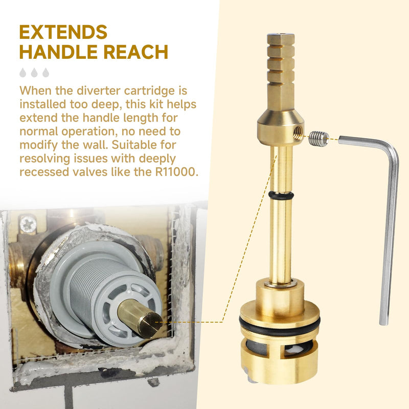 (2-Pack) RP75137 Shower Valve Extension Kit for 3 and 6 Setting Diverter Cartridges, for In-Wall Tub and Shower Faucets, includes brass extension rod, screws, and Allen key