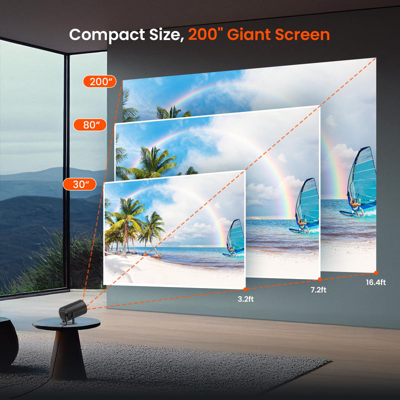 [Two-Way Bluetooth 5.2] Mini Portable Projector 1080P HD Multi-Angle Projection, Tecaki Smart Projector with 180°Rotatable Stand Auto Keystone Correction Long Lens Life for Home Theater Outdoor
