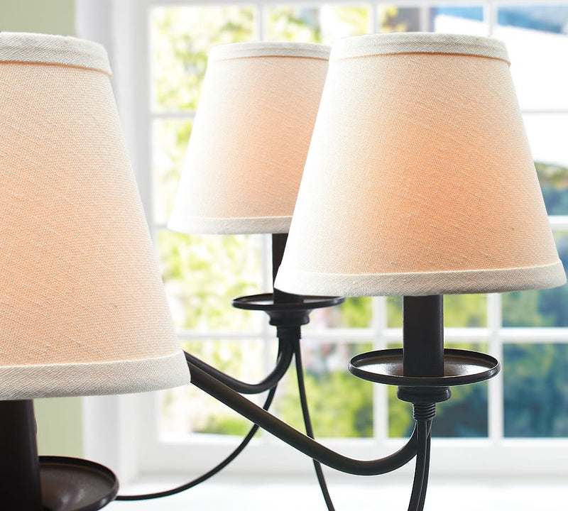 Small Lamp Shade Set of 6 Chandelier Shades 3" X 6" X 5" White Linen Lampshade Clip-On Bulb
