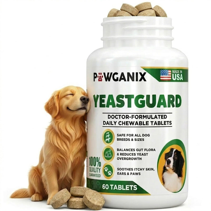 YeastGuard – Dog Yeast Infection Treatment & Probiotics (60 Chews) | Itchy Skin, Ear, Paw & Allergy Relief | 2B CFU + Caprylic Acid | Vet-Approved, Made in USA
