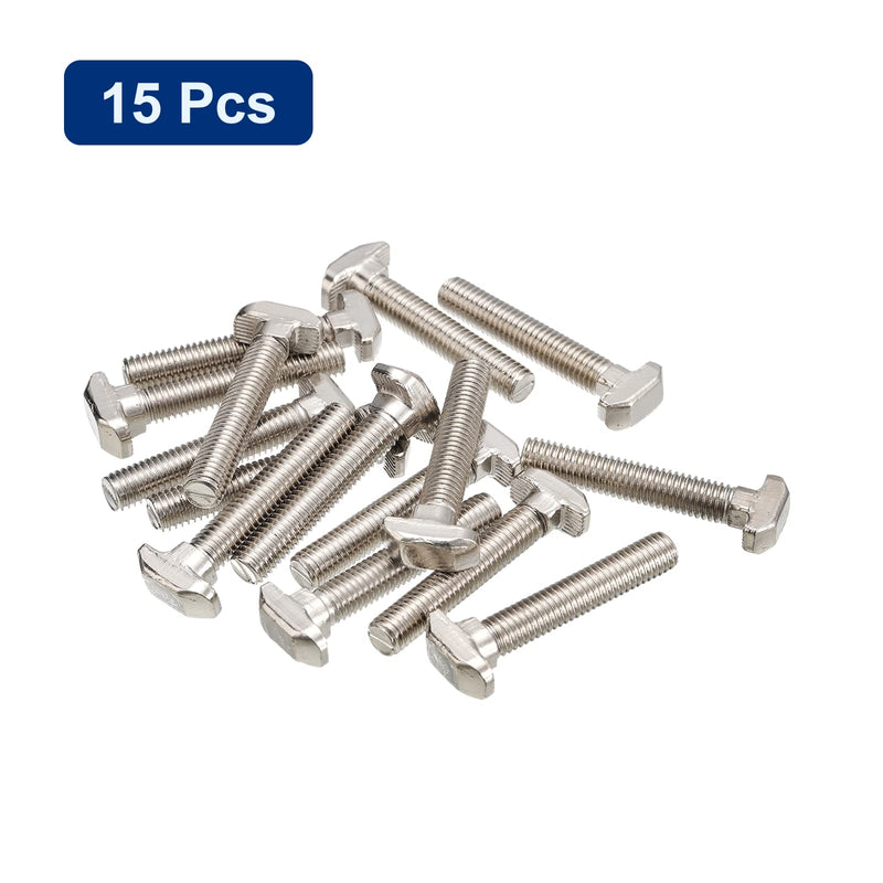 uxcell M8x45mm T Slot Drop-in Bolt, 15pcs Hammer Head T-Bolt T Shape Stud Sliding Screw for European Standard 40 Series Aluminum Profile 15