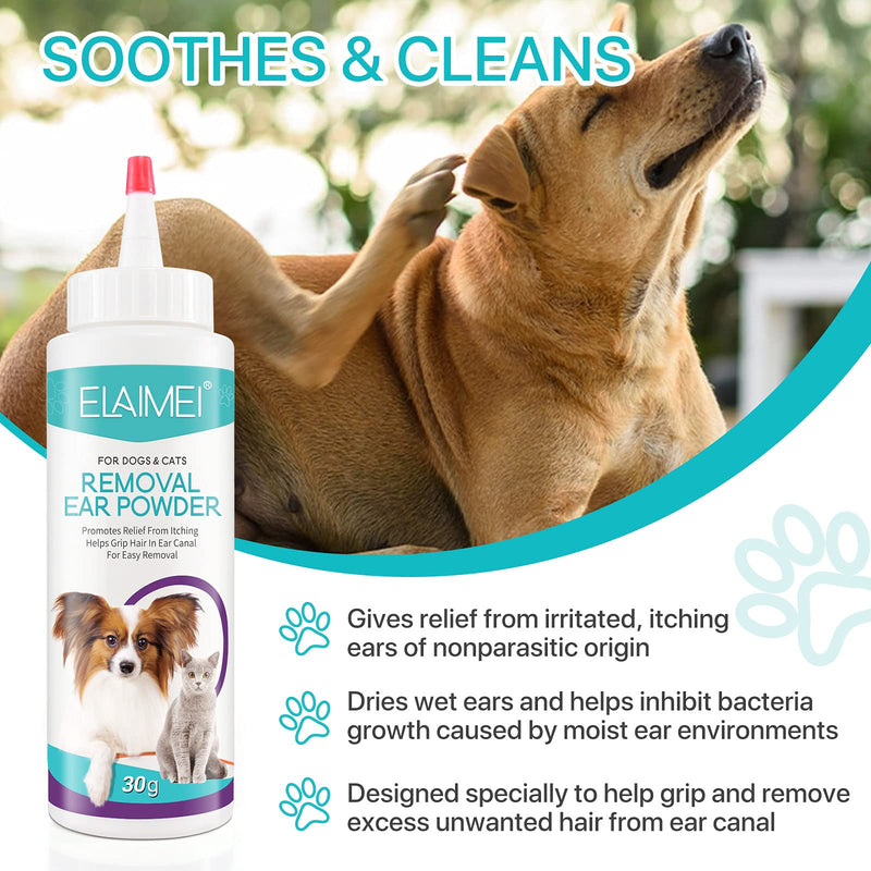 Dog Ear Cleaner 30g - Removal Ear Powder for Pets,Dog Ear Infection Treatment,Supports Infection Prone Ears, Ear Odor in Pets 1pc - PawsPlanet Australia