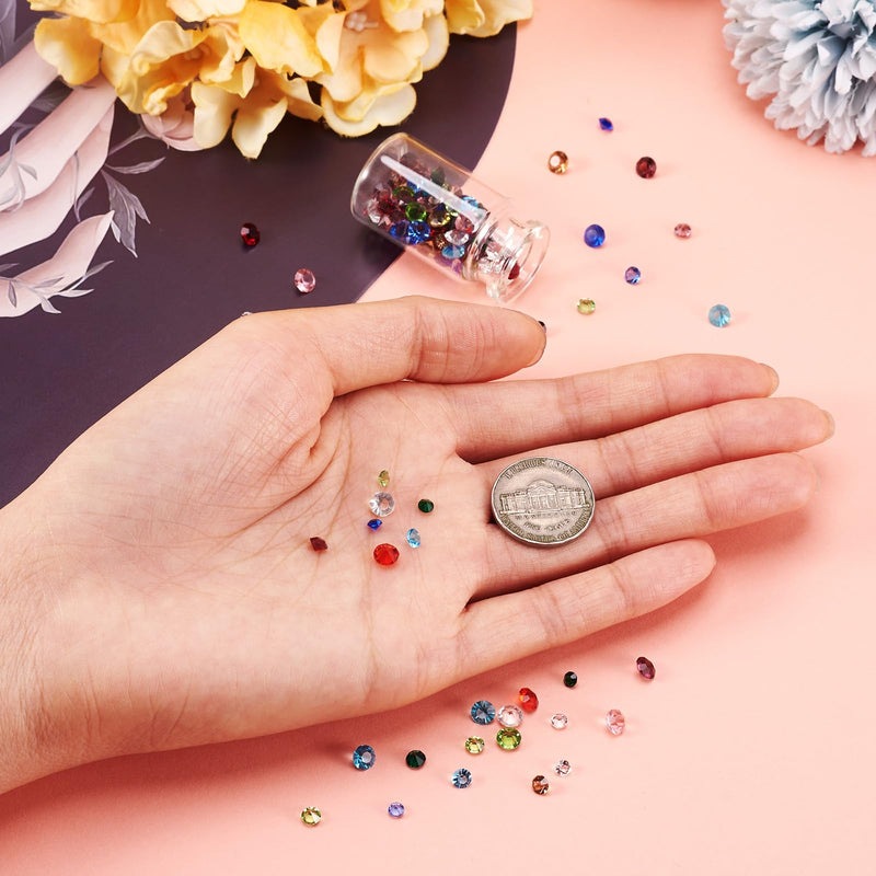 Cheriswelry 180pcs Glass Rhinestone Cabochons Mini Birthstone Gem Faceted Cabochon Pointed Back Diamond Shape Colorful Shiny No Hole Beads Charms for Pendant Earring Bracelets Necklaces Jewelry Making