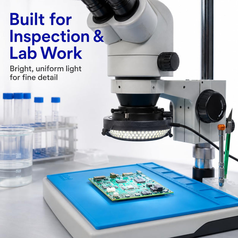 Microscope LED Ring Light Illuminator, USB 5V 144 LED Color Temperature Adjustable, 4 Zone RGB, Focus Lamp Source for Monocular Binocular Trinocular Stereo Microscope Vision Scientific (144 CW WW) 144 LED CW WW