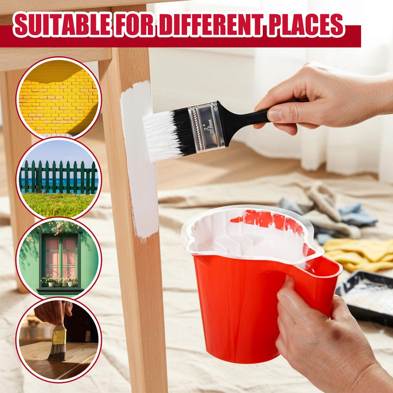 Leumoi 20 Pcs Paint Cup Holds Kit 17oz Paint Pail with 18 Disposable Liner, 2'' Paints Brush, Paints Bucket Hold with Brush Holder Mixing Cup Container for Painting Wall, Furniture, Craft, DIY