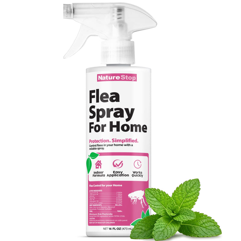 Flea Spray for Home, Fast-Acting Flea Killer for Carpets, Furniture & Pet Bedding, 16 oz (475mL)
