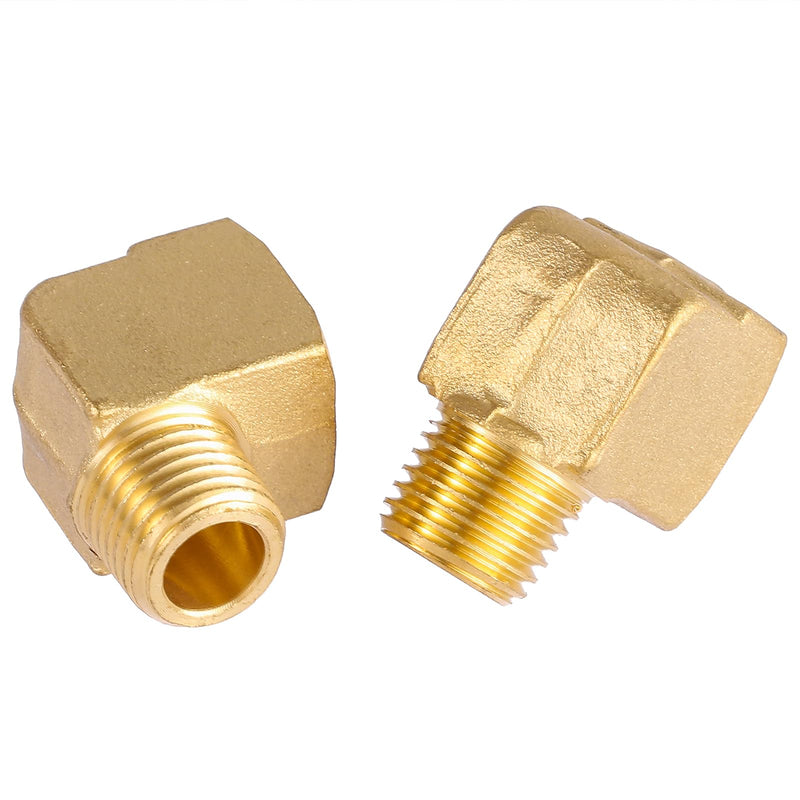 2 Pack Brass Fitting,1/4" NPT Male Pipe to 1/4" NPT Female Pipe, 90 Degree Barstock Street Elbow 2 Pack 1/4 npt elbow