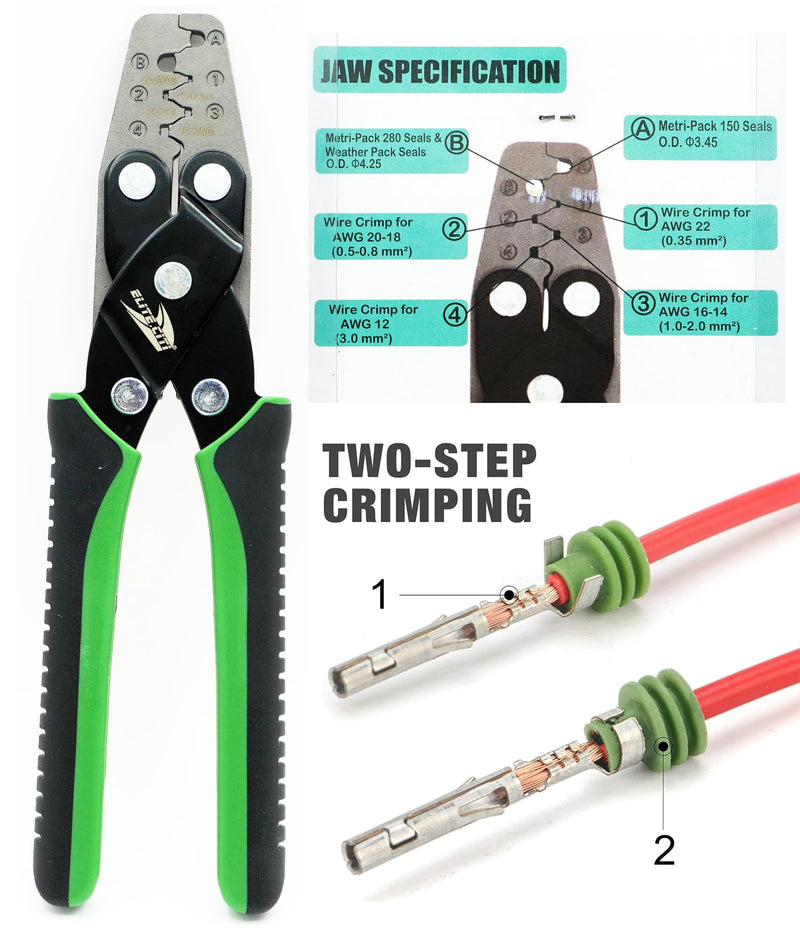 280 Metri-Pack Sealed Connector Crimper Tools for Delphi/APTIV - 12GA-22GA - Crimps The Seal & Terminal