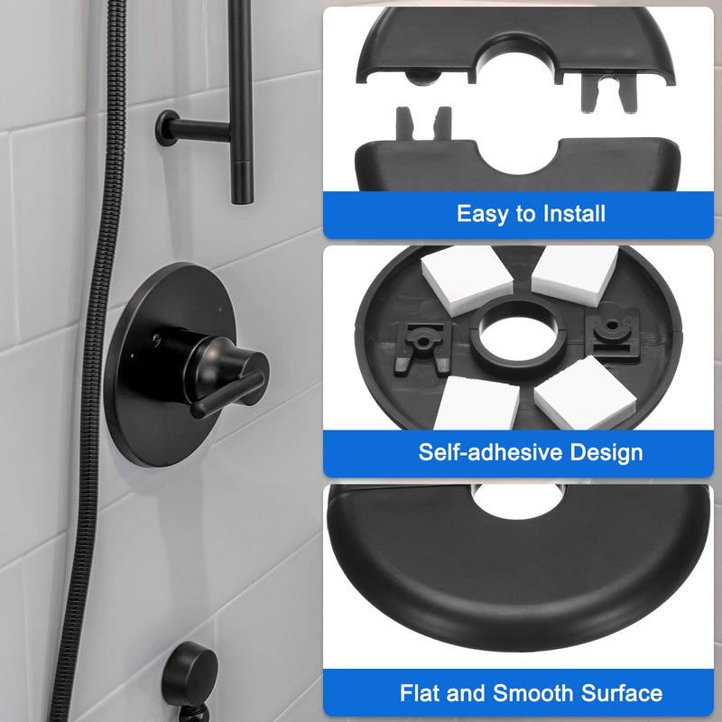 uxcell 4pcs Wall Split Flange 70mm / 2.8" OD Escutcheon Plate ABS Round Self-Adhesive Plumbing Cover Plates for 16mm / 0.6" Dia Water Pipe Faucet Decoration Accessories, Black