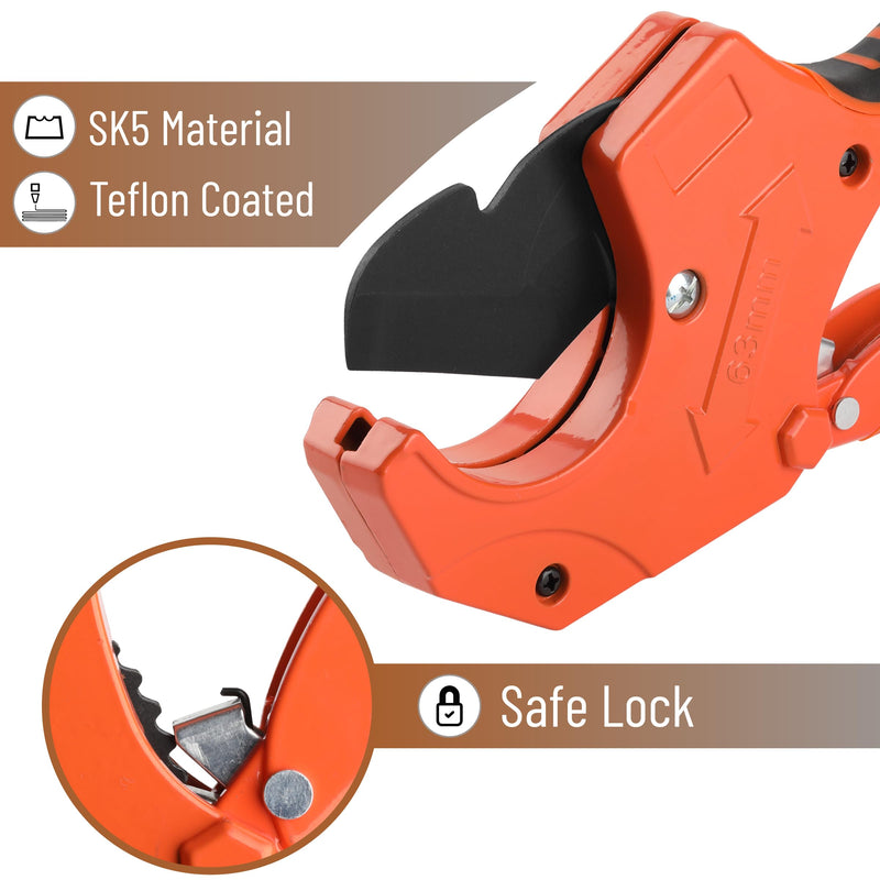 Bates- PVC Pipe Cutter, Cuts up to 2-1/2", Orange Ratcheting PVC Pipe Cutter Tool, Pipe Cutters PVC Pipe Shears, Plastic Pipe Cutter, PEX Pipe Cutter, PVC Cutter Tool, PVC Ratchet Cutter