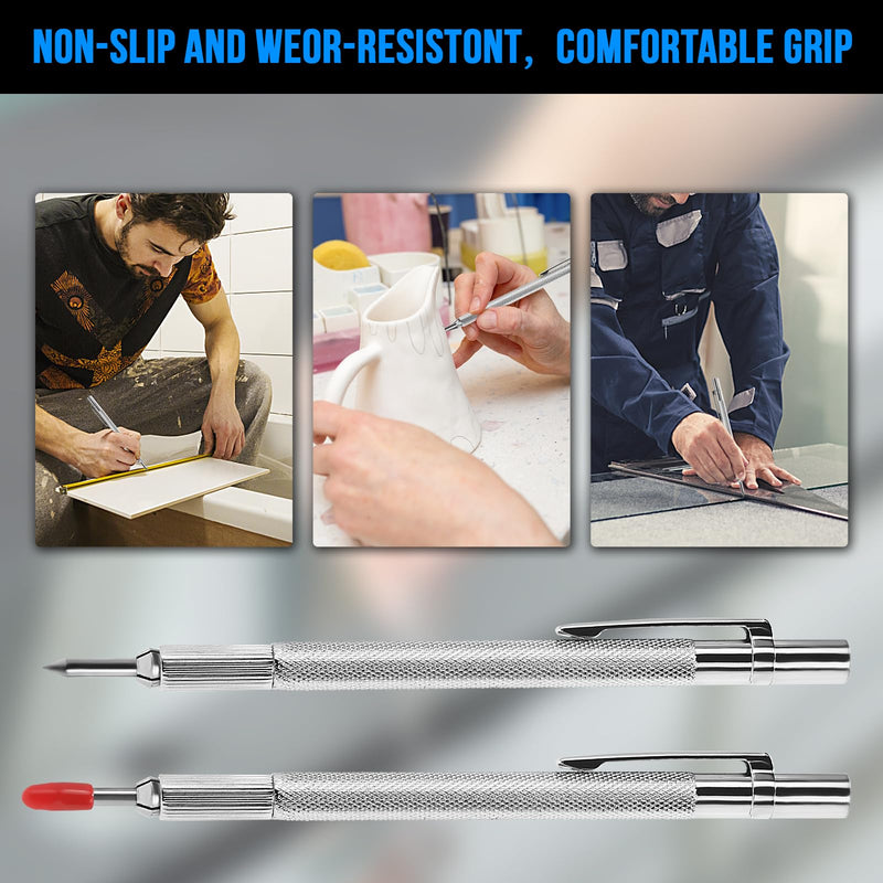 GUTIMORE 2 Pack Tungsten Carbide Scriber with Magnet, with Extra 20 Replacement Marking Tip,Scribe Tool,Etching Engraving Pen for Glass/Ceramics/Metal Sheet S-pen