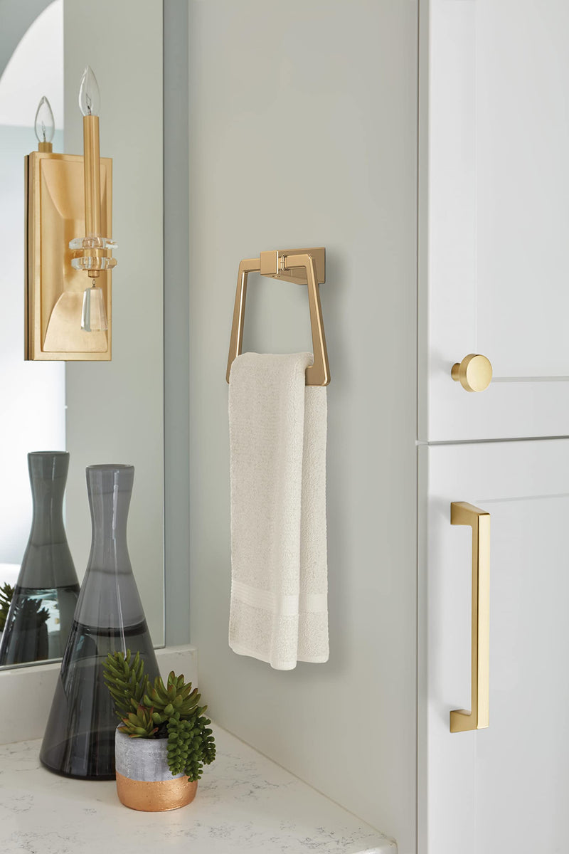Amerock BH36002CZ | Champagne Bronze Towel Ring | 6-13/16 inch (173 mm) Width Towel Holder | Blackrock | Hand Towel Holder for Bathroom Wall | Small Kitchen | Bath Accessories