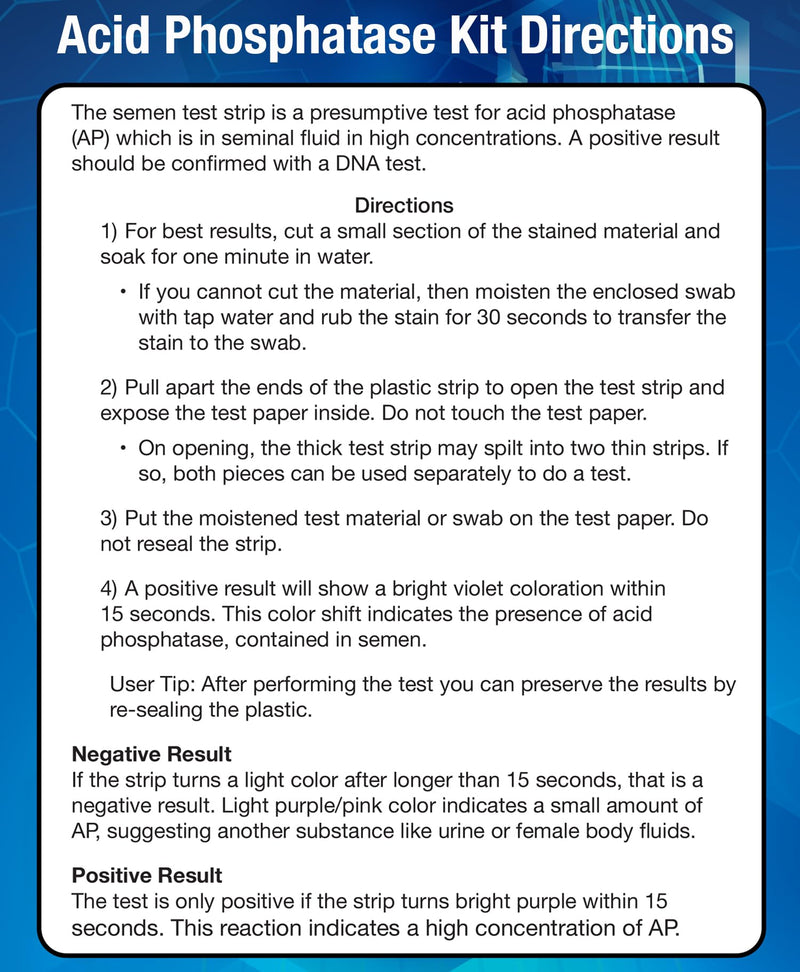 Infidelity Detection Kit | Find Two Substances Found in Male Body Fluids | Results in 10 Minutes | Three Kits Three Kits (3 Acid Phosphatase & 3 Prostate-Specific)