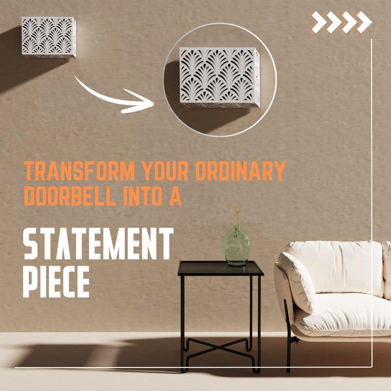Doorbell Chime Cover Box Only, Aesthetic Wooden Door Bell Chime Box Design Cover for Home Upgrades, Easy Install Decorative Doorbell Cover Box Only, Universal Fit Door Bell Cover, White