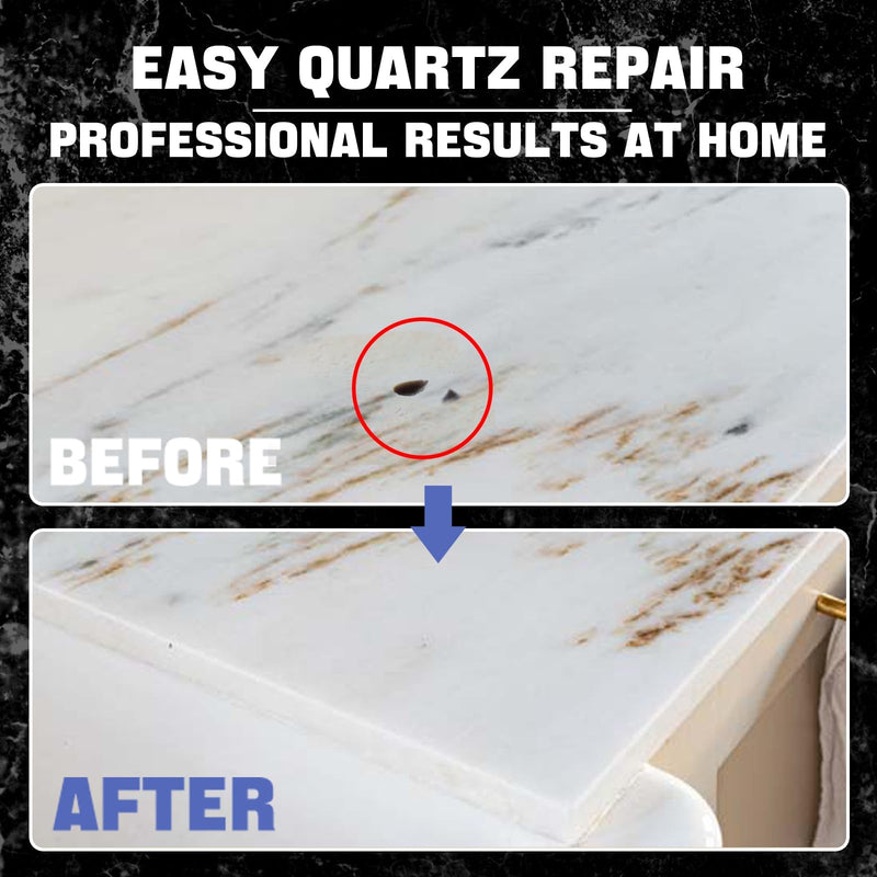 Premium Quartz Countertop Repair Kit, 2pcs White Granite And Marble Chip Repair Kit, Quickly Repair Kitchen Countertops, Scratches, Cracks countertop chip repair kit