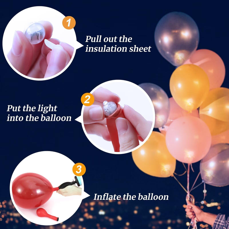 ZGWJ 100PCs Mini Led Lights Comes with a Lanyard, Balloons Light for Party Decorations,Paper Lantern,Easter Eggs,Birthday Party,Halloween Christmas Decoration(Glow steadily Warm White) 100P With Rope Glow steadily Warm White