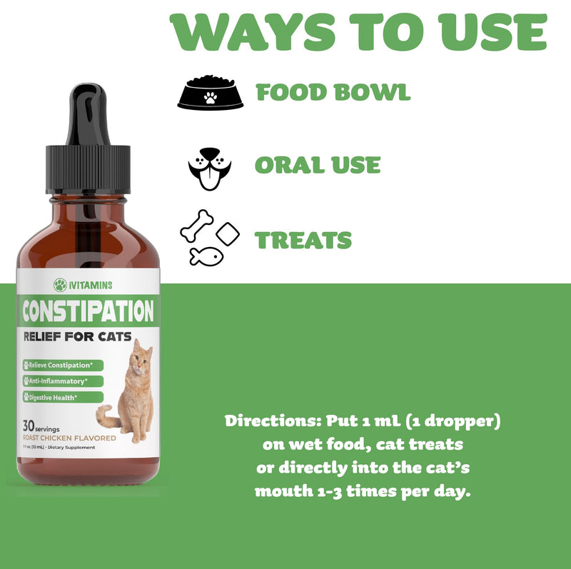 Cat Constipation Relief - Cat Laxative - Cat Laxative Constipation Relief - Constipation Relief for Cats -Constipation Relief for Cat - Cat Constipation - 1 fl oz - PawsPlanet Australia