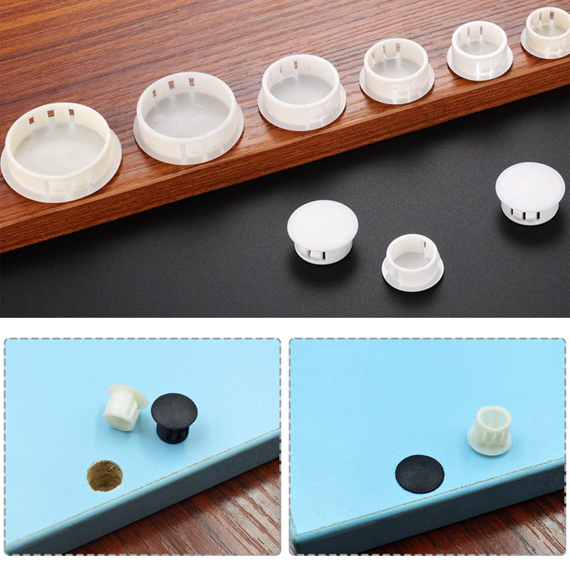 Murtenze 30 Pcs 13mm (1/2") Black Hole Plugs, Plastic Flush Type Panel Plugs Fastener Cover, Round Plastic Snap in Locking Tubing Plug for Kitchen Cabinet Furniture 1/2" / 13mm