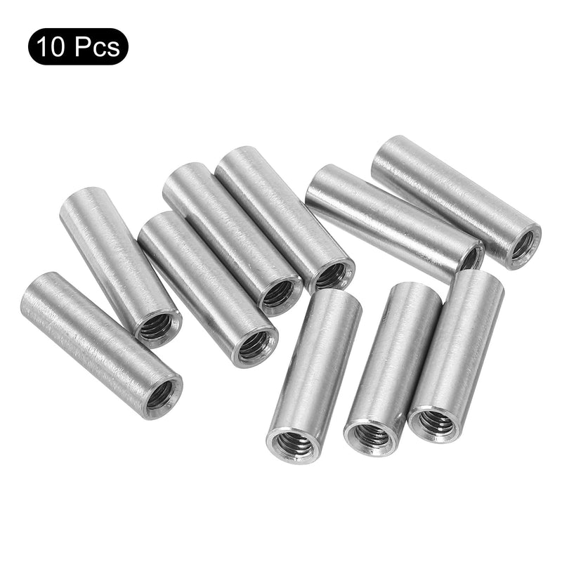 uxcell 10Pcs M4 Round Connector Nuts, 304 Stainless Steel Coupling Nut 20mm/0.8" Length Sleeve Rod Bar Stud Nut for Bracket, M4x20x6mm 10