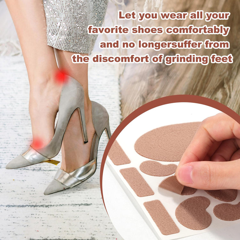 18 Sheets Moleskin Adhesive Pads, Multi-Shaped & Oblate & Oval Moleskin Tapes, Anti-Wear Moleskin Strips Prevention Pads Mole Skin Patch for Feet Heels