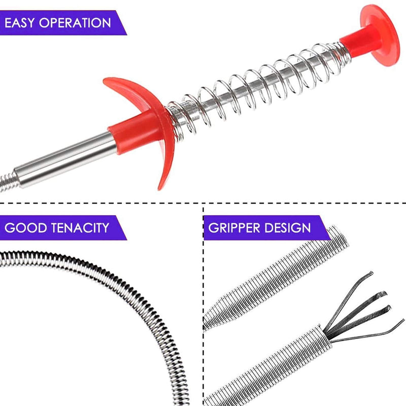 Flexible Grabber Claw Pick Up Reacher Tool With 4 Claws Bendable Hose Pickup Reaching Assist Tool for Litter Pick, Home Sink, Drains, Toilet, Hair Remover (63 inch)