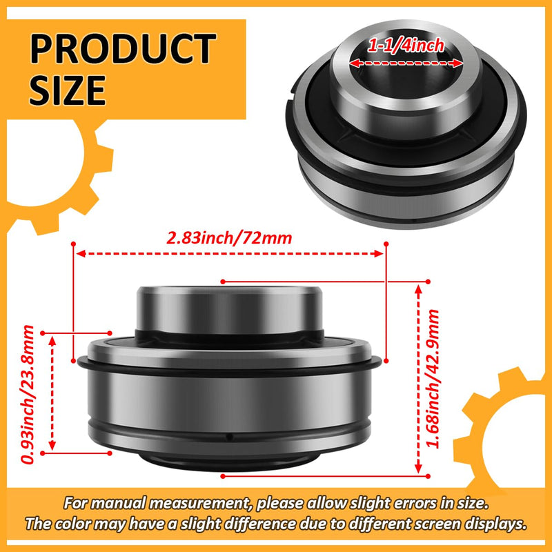 SER207-20 Insert Bearing 1-1/4" Bore with Snap Ring Set Screws for Agricultural Machinery Replaces ER20 VER220
