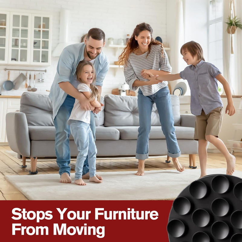 16 Pcs Furniture Coasters for Hardwood Floors, BOIVSHI Round Furniture Grippers for Hardwood Floors, 2” Furniture Pads Non Slip, No Slide Furniture Cups Floor Protector for Bed Couch Stoppers (Black) Black 2" x 2" - 16 Pcs