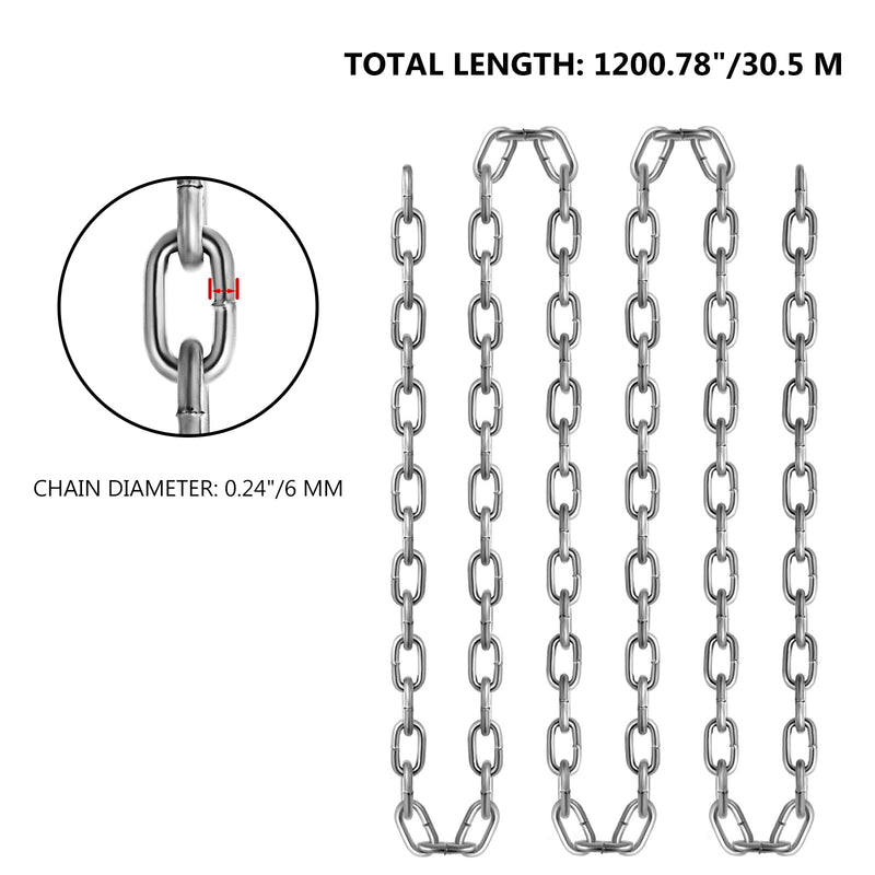 VEVOR Grade 30 Chain 1/4 Inch by 100Ft Length Grade 30 Proof Coil Chain Zinc Plated Grade 30 Chain for Towing Logging Agriculture and Guard Rails 1/4 Inch x 100 Ft