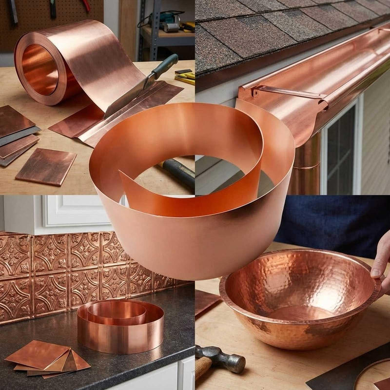 99.9% Pure Copper Sheet Roll, 1m x 100mm x 0.5mm Copper Strip, Metal Foil for Roof Flashing, Electrical Projects, DIY Crafts (1 Roll) 1000 x 100 x 0.5 mm 1